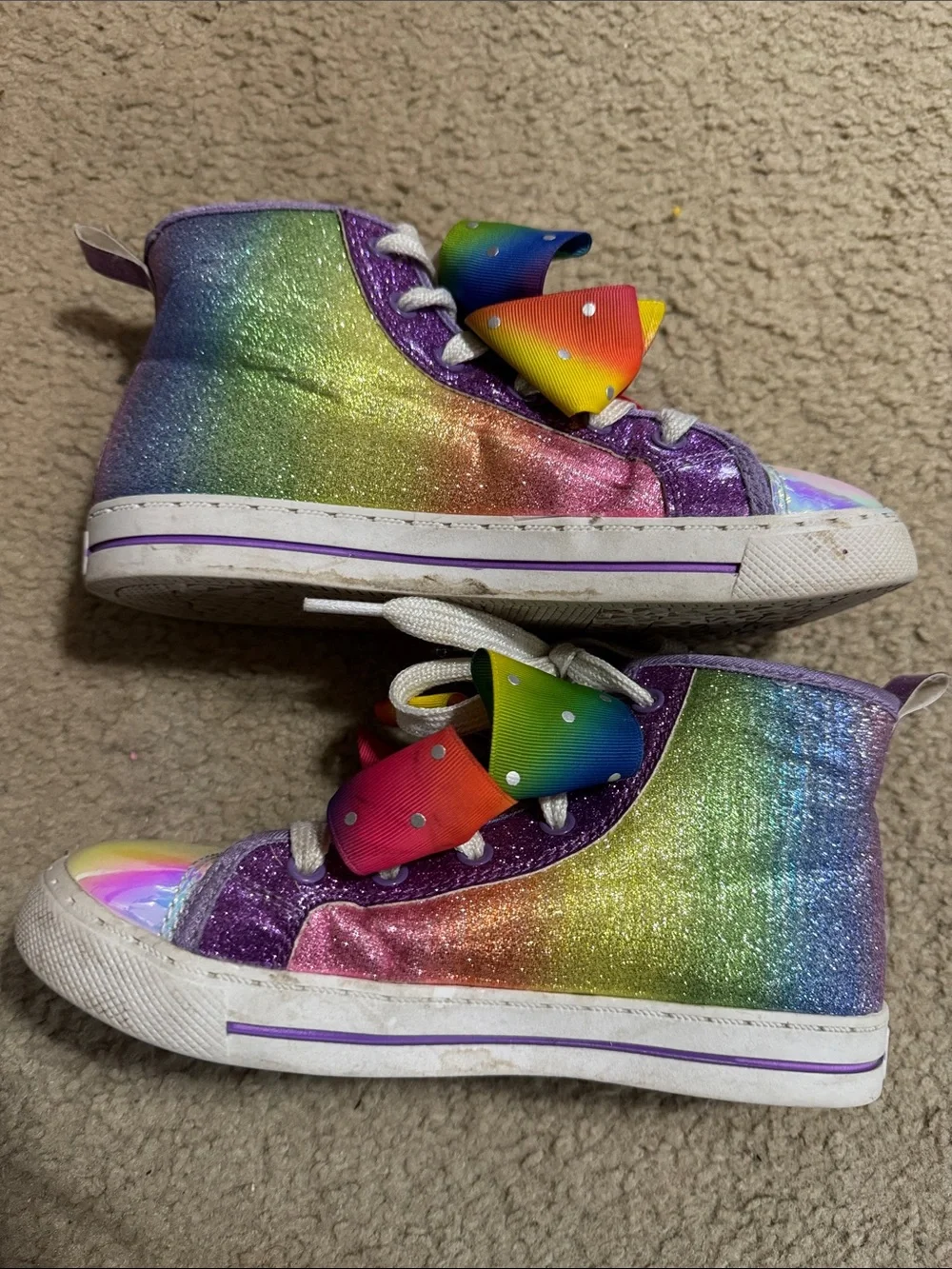 Nickelodeon Jojo Siwa Glitter High-Top Sneakers w Iridescent Toes Girls